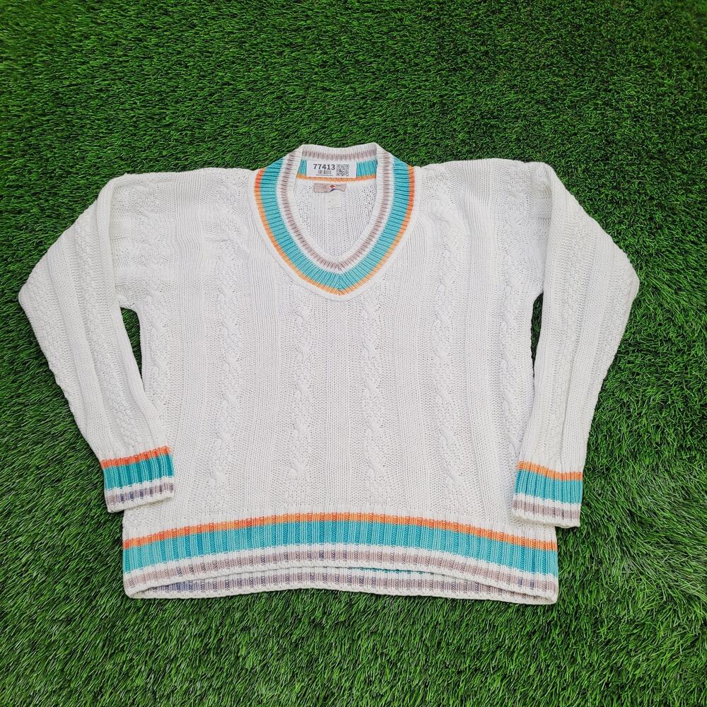 Vintage 70s French MOD Sweaters Womens Medium 21x23 White
